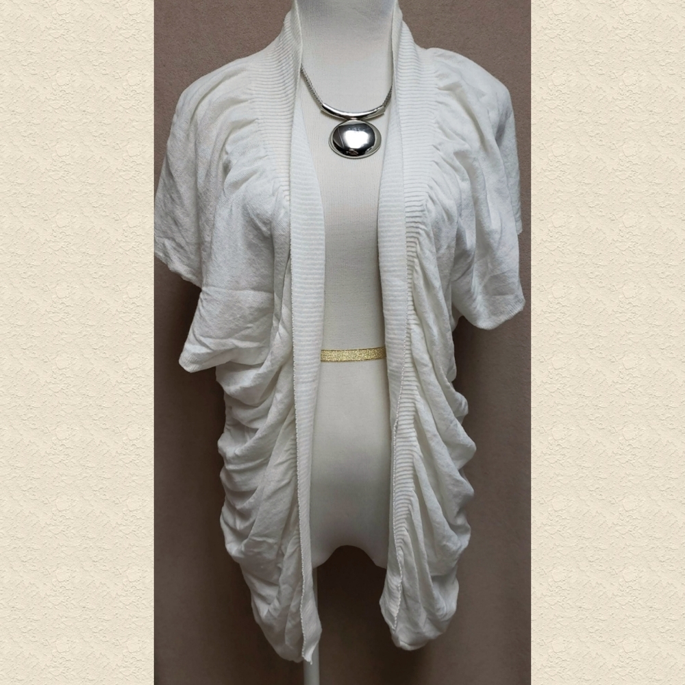 BCBG White Short Sleeve Cardigan